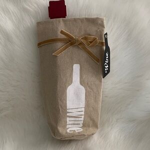 Tan Wine Bag with Gold Ribbon